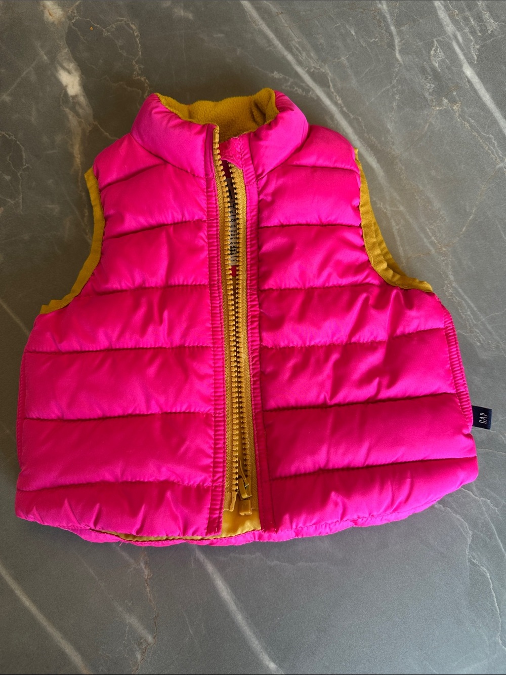 GAP baby Puffer Vest - Hot Pink & Mustard Yellow